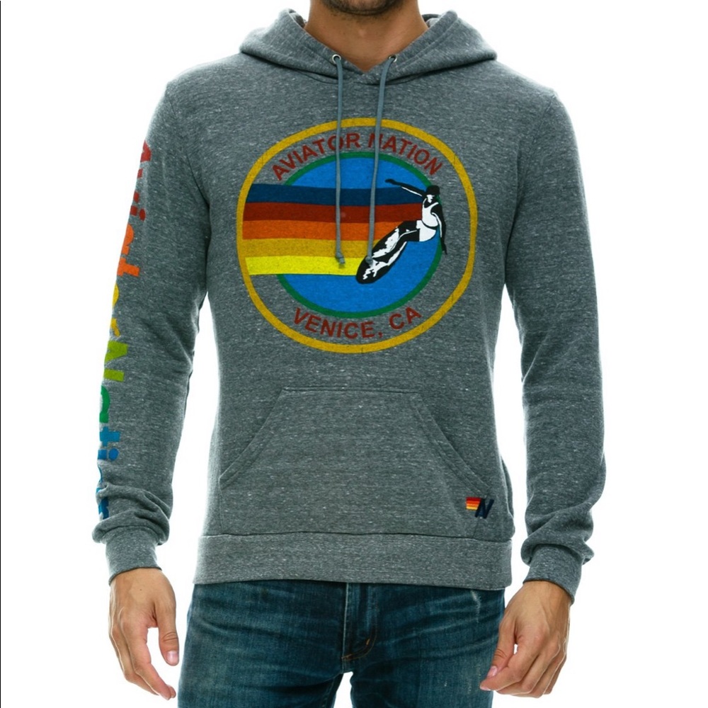 Aviator nation pullover hoodie- heather grey